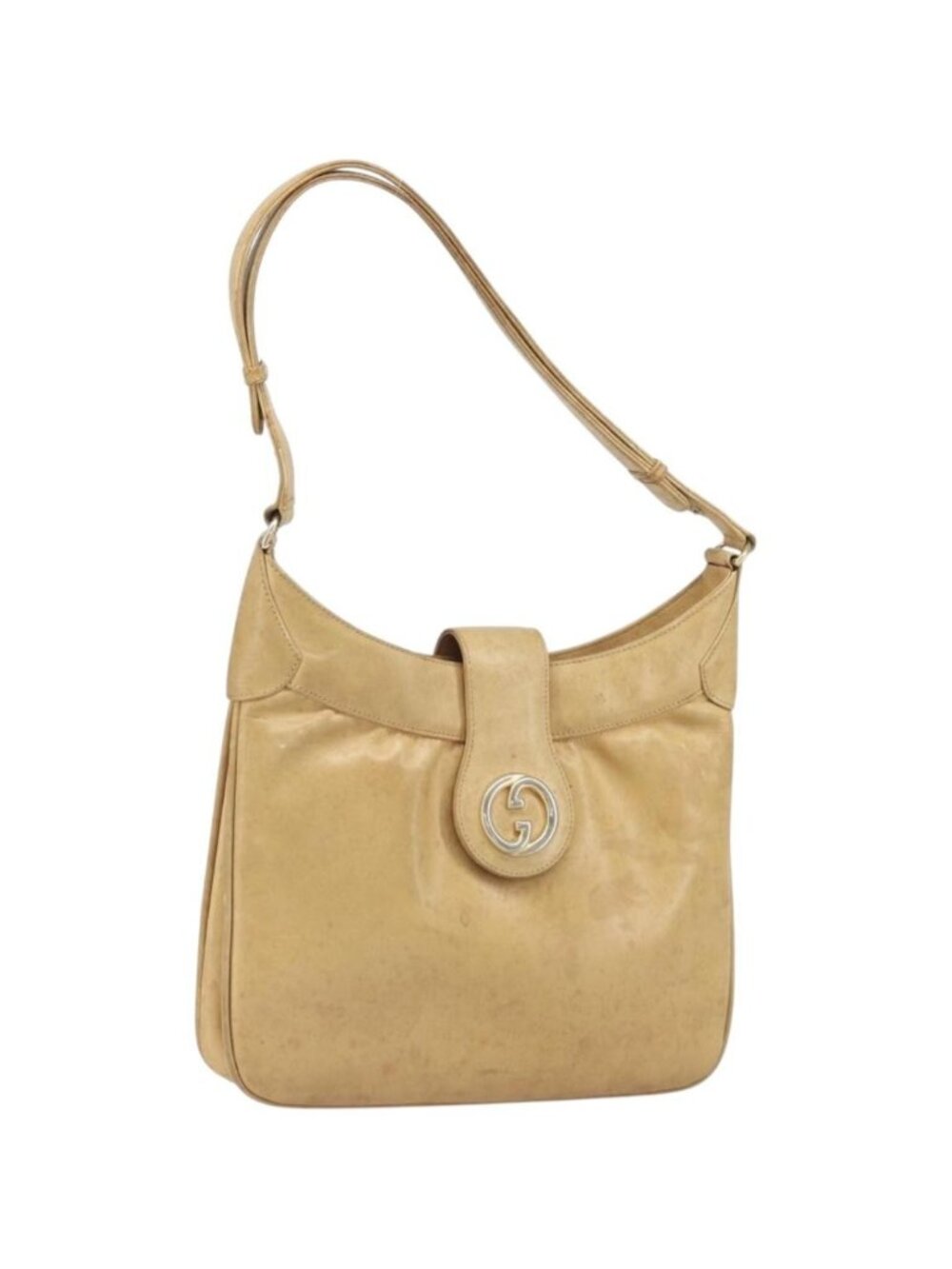 GUCCI Shoulder Bag Leather Beige Gold 007 112 0094